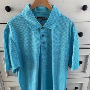 Pebble Beach Performance Aqua Golf Polo Shirt Mens L